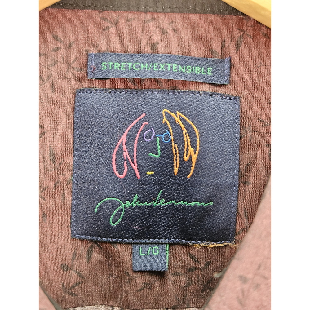 John Lennon Dress Shirt Stretch/Extensible Paisley Size L Cotton-blend Button Up - Picture 4 of 10